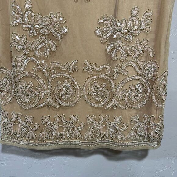 ANTOINETTE Size Small beaded and sequin peach colored pencil skirt - Picture 3 of 5